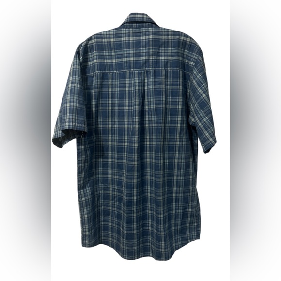 Wrangler Men’s Rugged Blue Plaid Short Sleeve Button Down Shirt Size L Tall - Picture 2 of 6